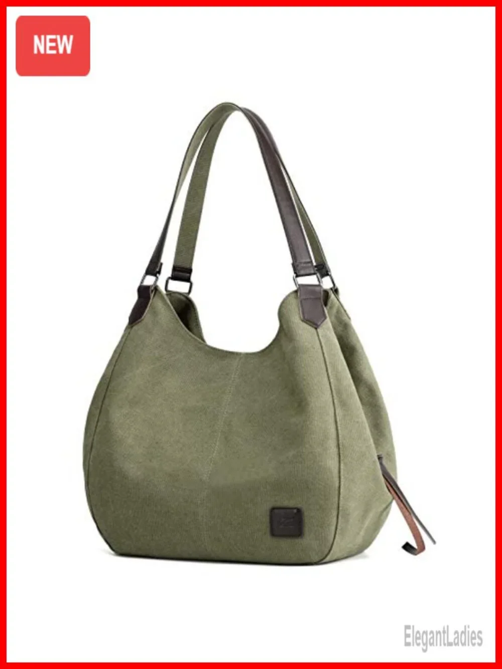 Multi-Pocket Cotton Canvas Hobo Tote Bag Shoulder Handbag